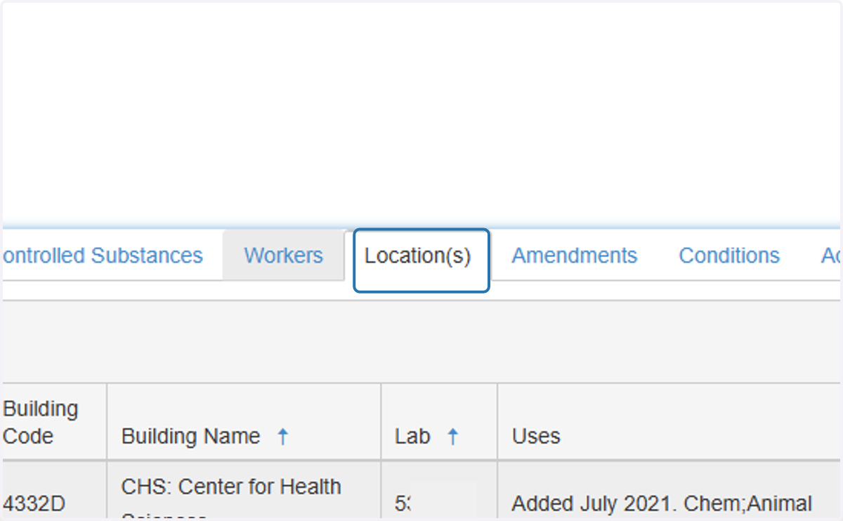 On the account information page you can access a list of lab locations associated with your lab by clicking on the "Location(s)" tab in the table at the bottom of the page.