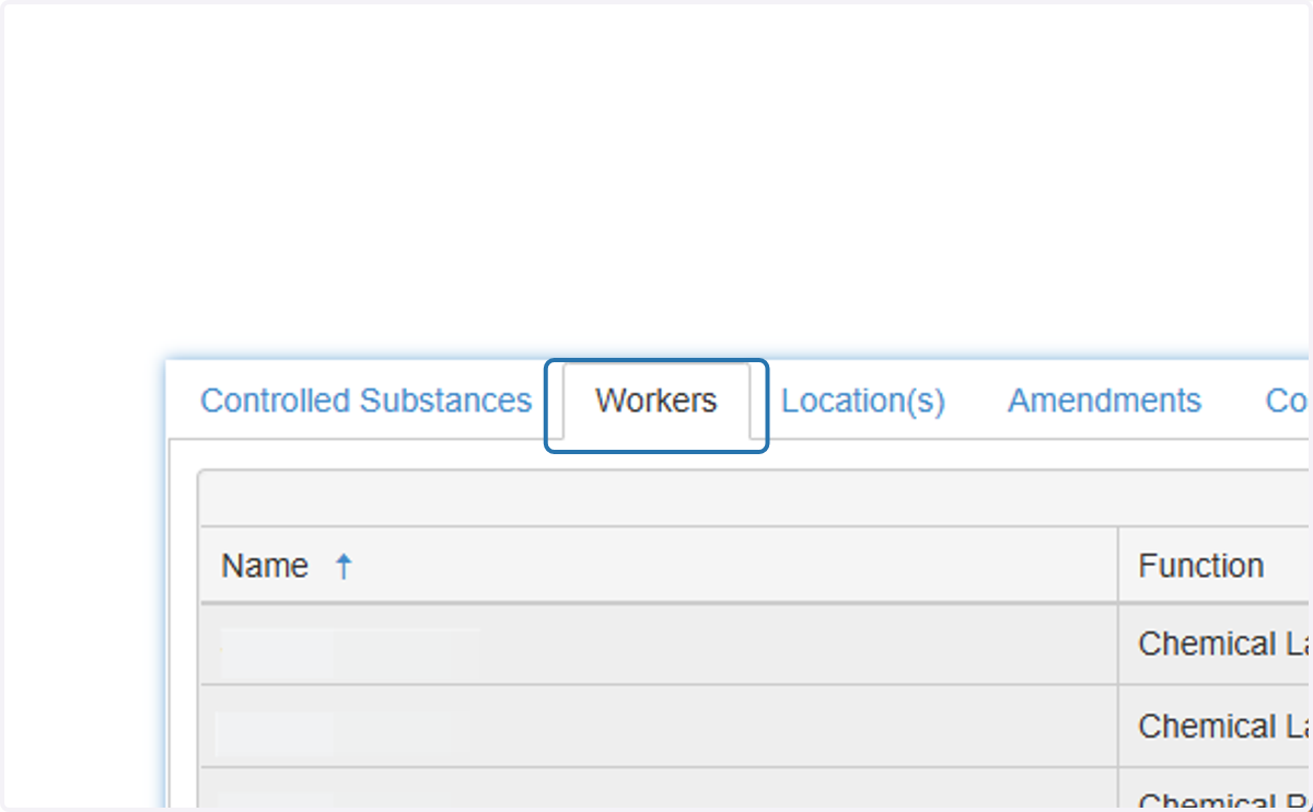 On the account information page you can access a list of lab workers associated with your lab by clicking on the "Workers" tab in the table at the bottom of the page.