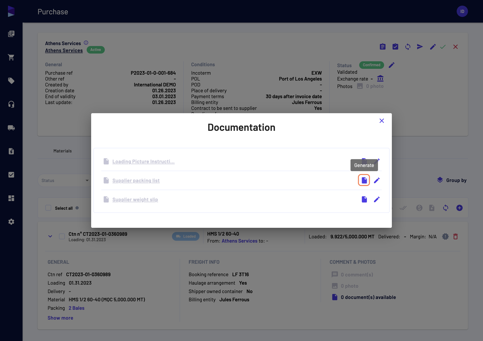 To generate it, click on "Generate"
