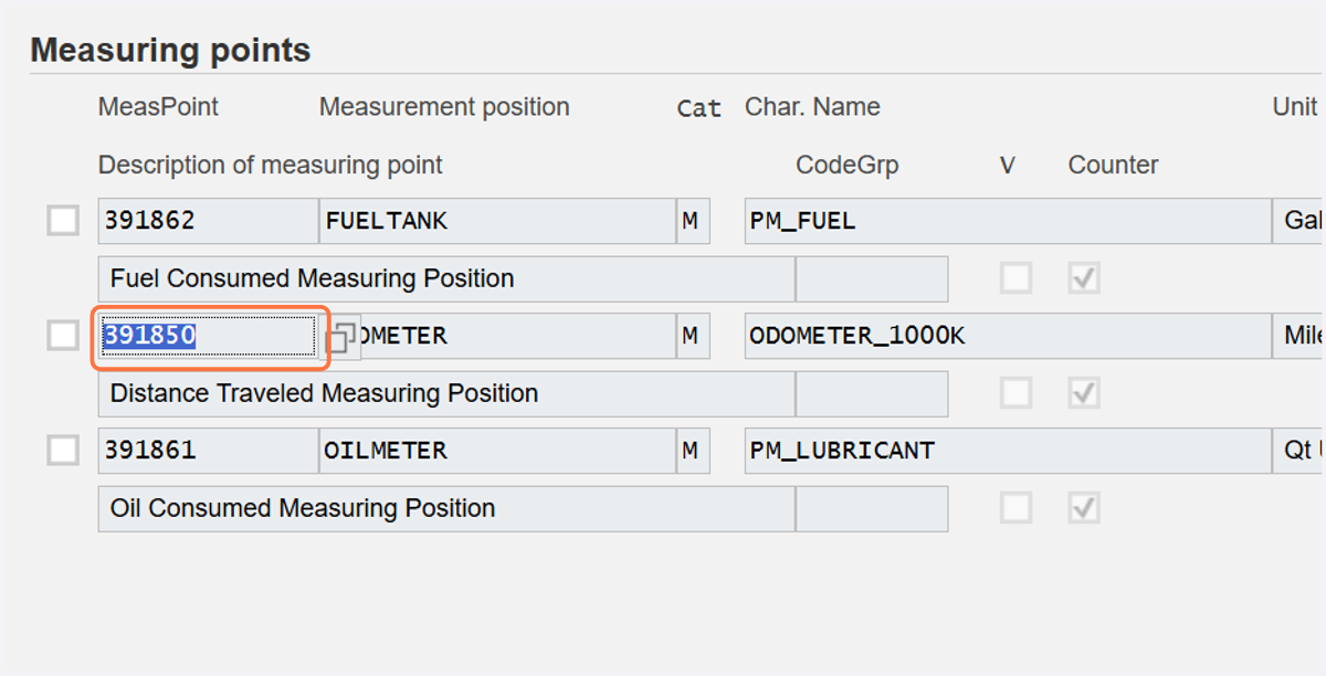 Copy the Odometer's Measuring Position Code.