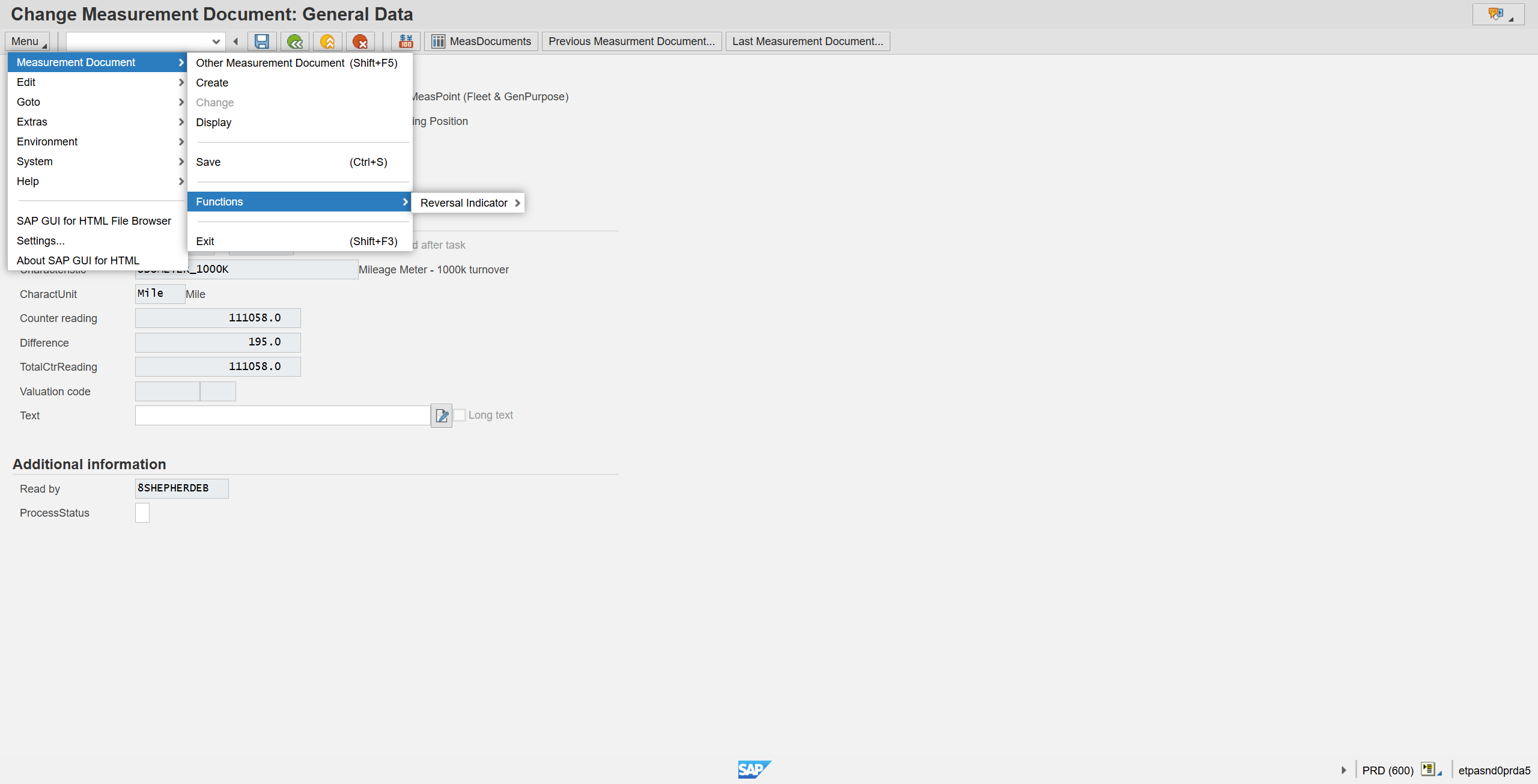 Follow Measurement Document/Functions