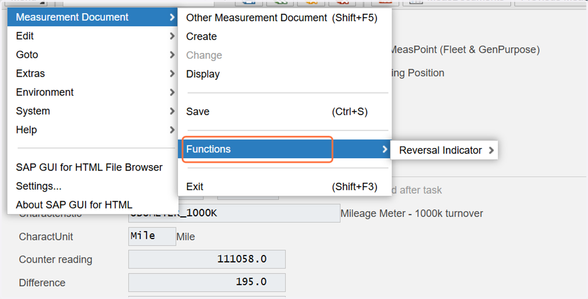 Follow Measurement Document/Functions