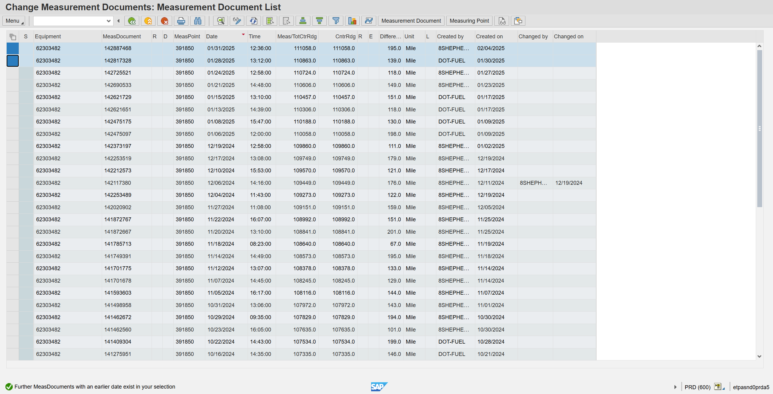 Highlight in blue the records you need. Must be done in chronological order.