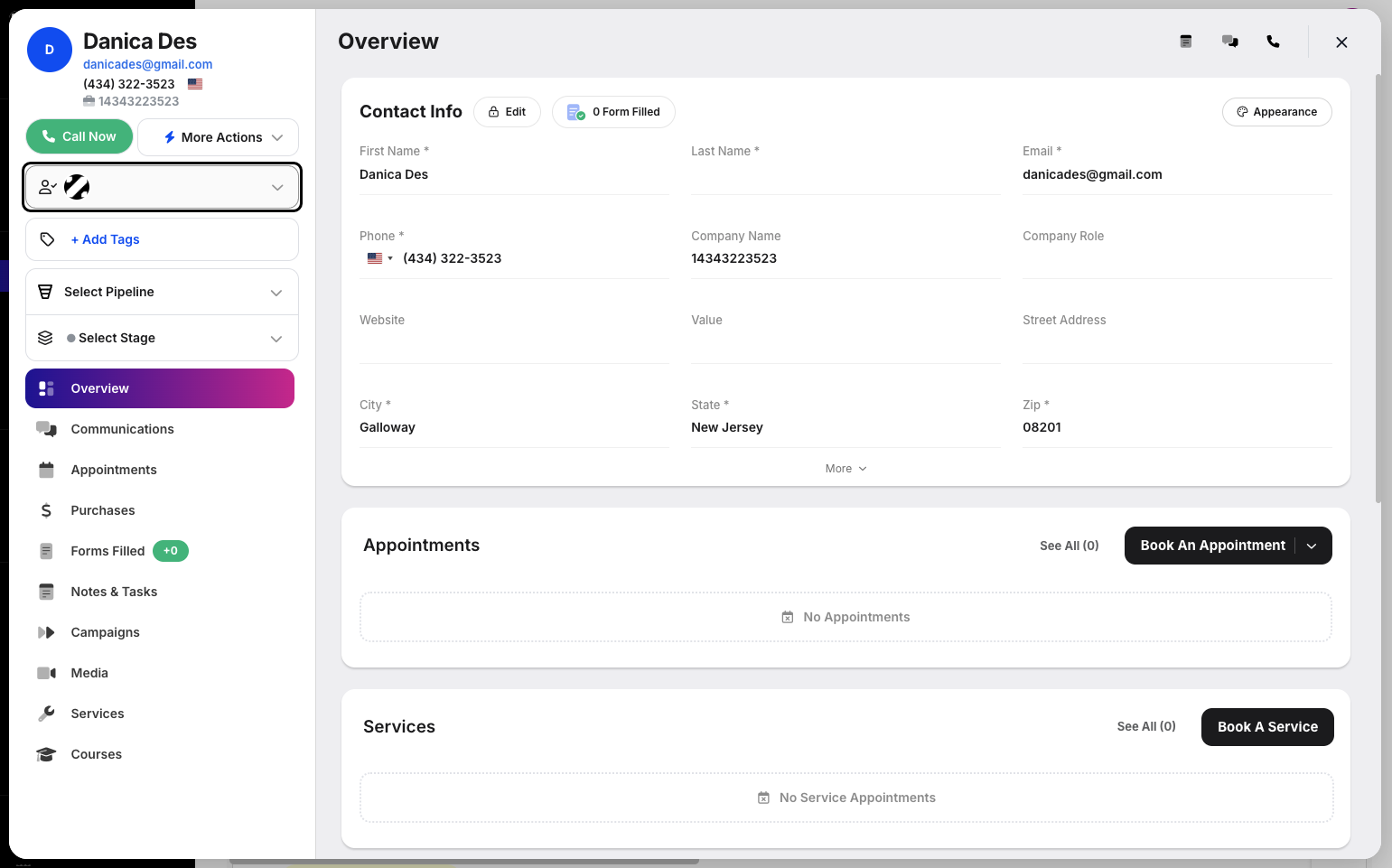 Step 4: On the left side, below the Call Now button, you can assign users by clicking the dropdown button.