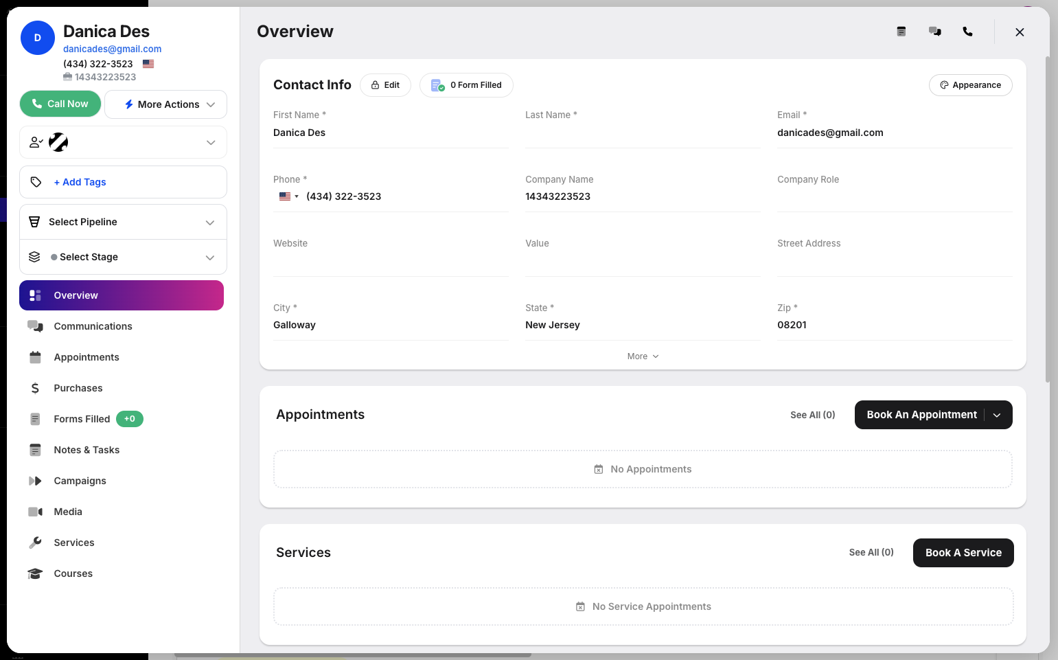 Step 3: The Customer Modal will appear. 