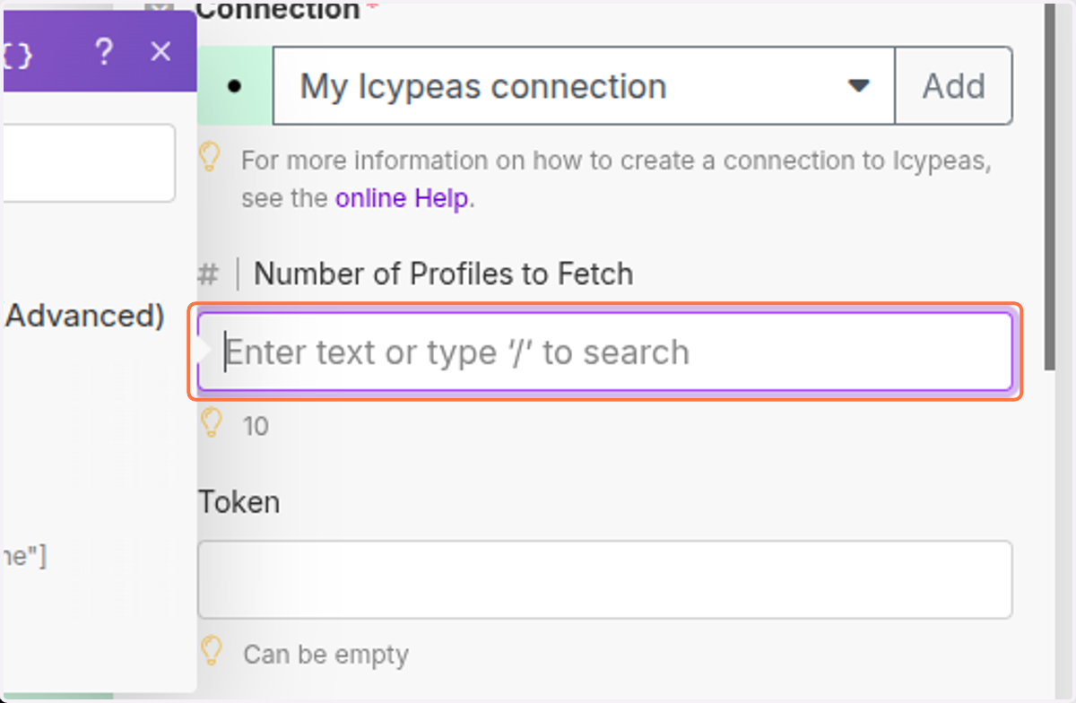 Click on Number of Profiles to Fetch