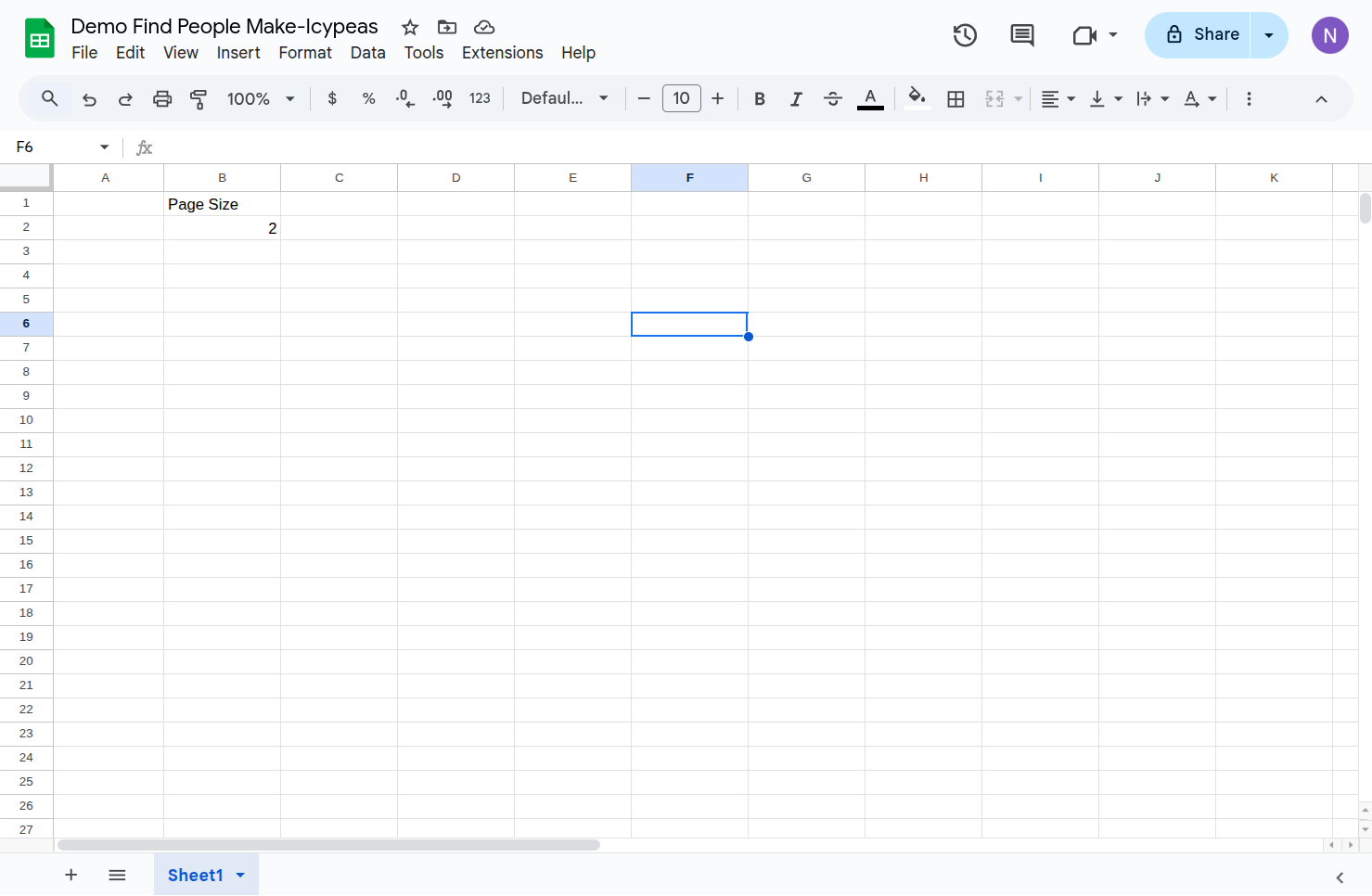 First, we will create the column indicating how much profiles we want to fetch. Thus, create a column with an explicit name and write the number of profiles you want to retrieve.
