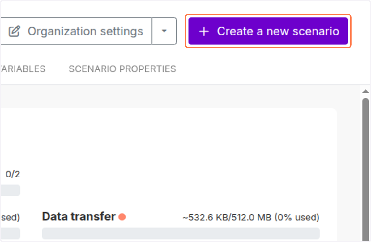 Click on Create a new scenario
