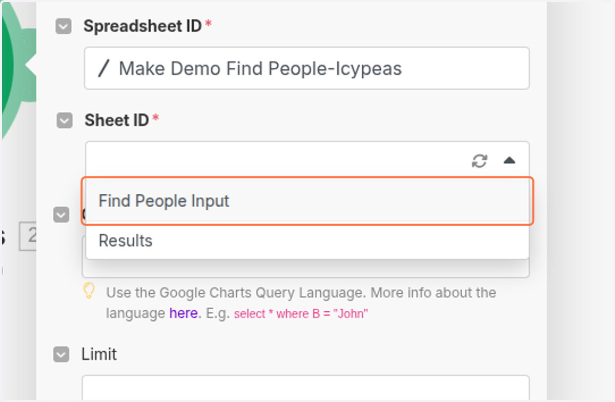 Click on Find People Input