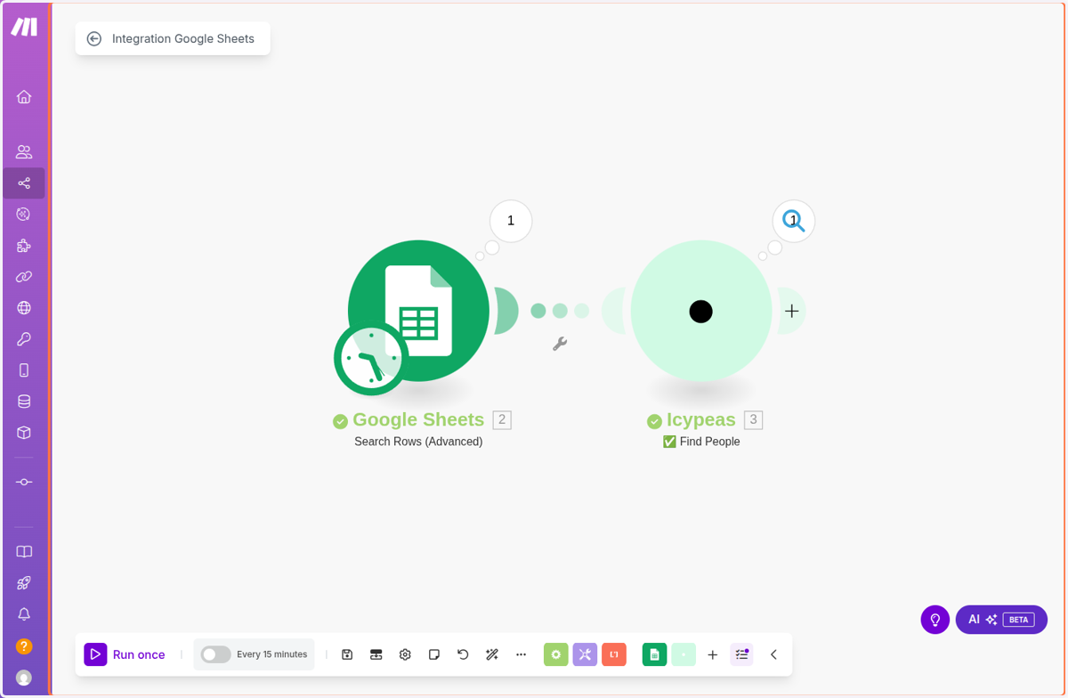 Click on Click to expandIntegration Google Sheets…