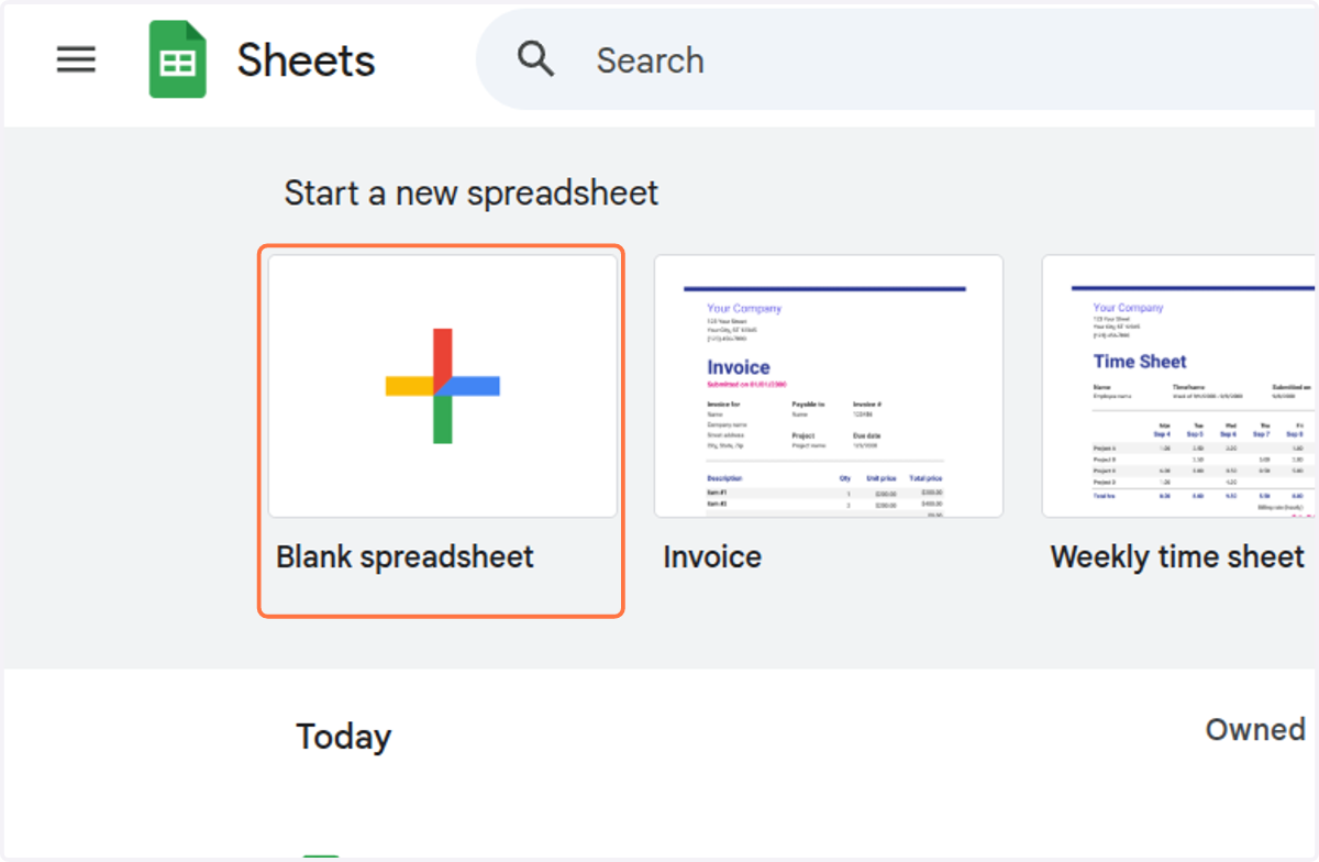 If you don’t have an existing Google Sheet, create a new one.