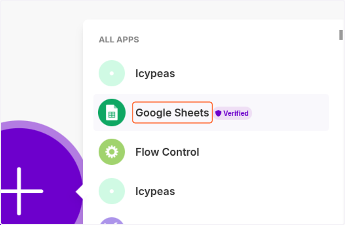 Click on Google Sheets