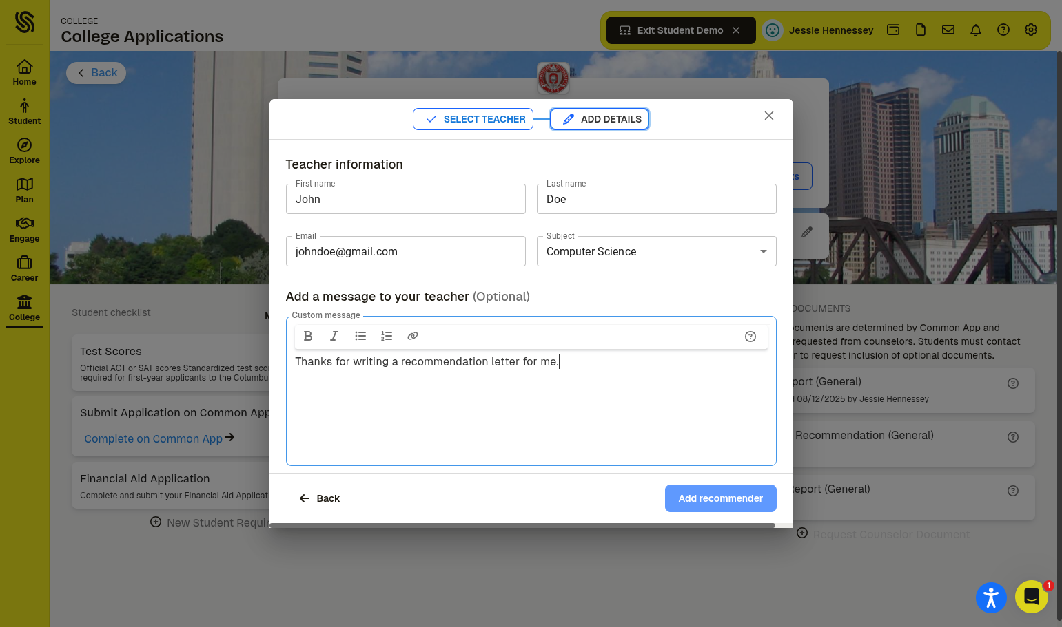 Click on Add recommender