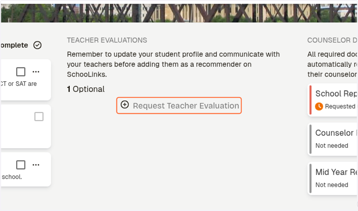 Click on Request Teacher Evaluation