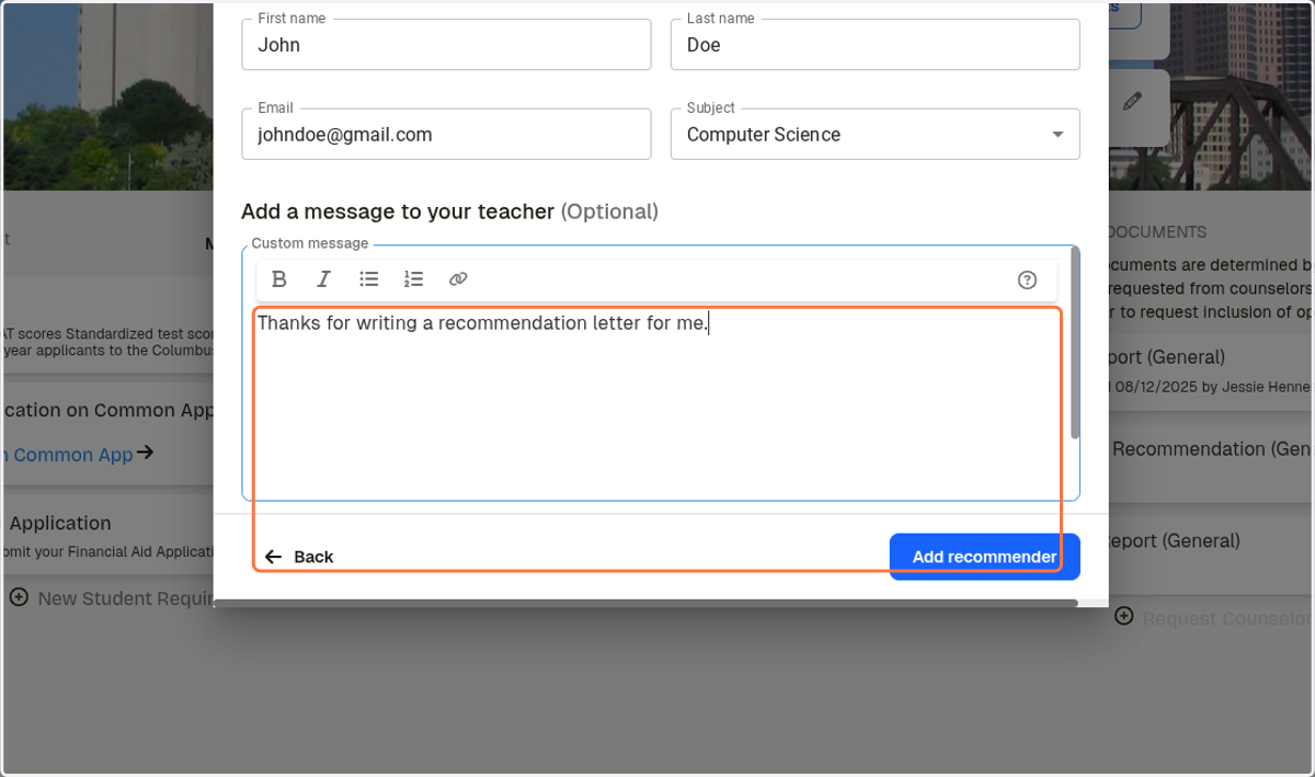 Add a note if you would like.
