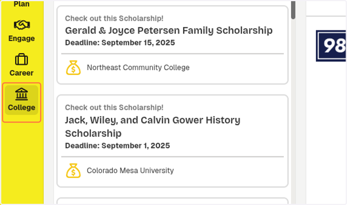 Click on College