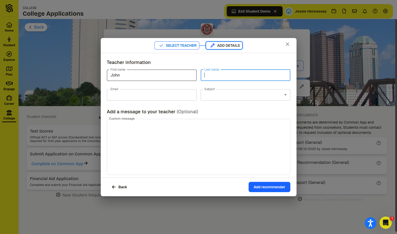 Type in their name and the subject