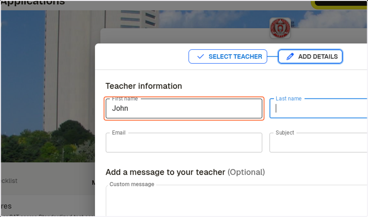 Type in their name and the subject