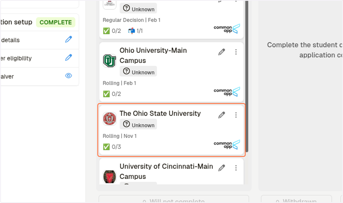 Click on the College