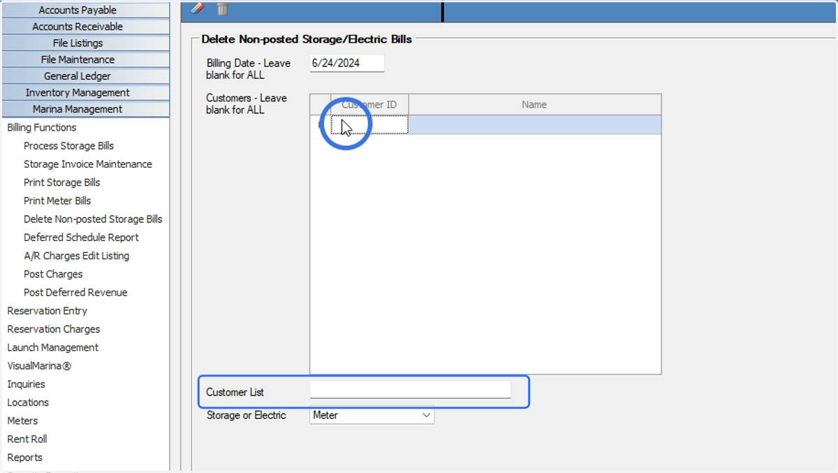 Optional: select specific customers or a customer list