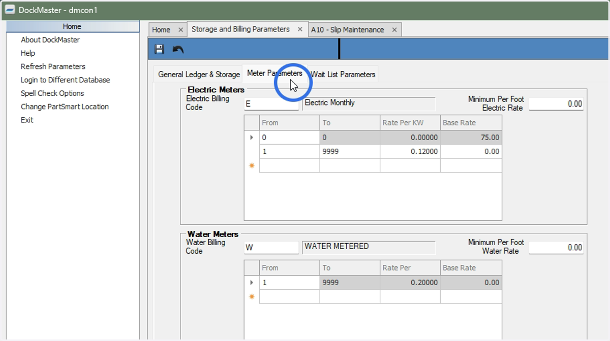 Prerequisite 1: Storage & Invoice parameters must have meter rates