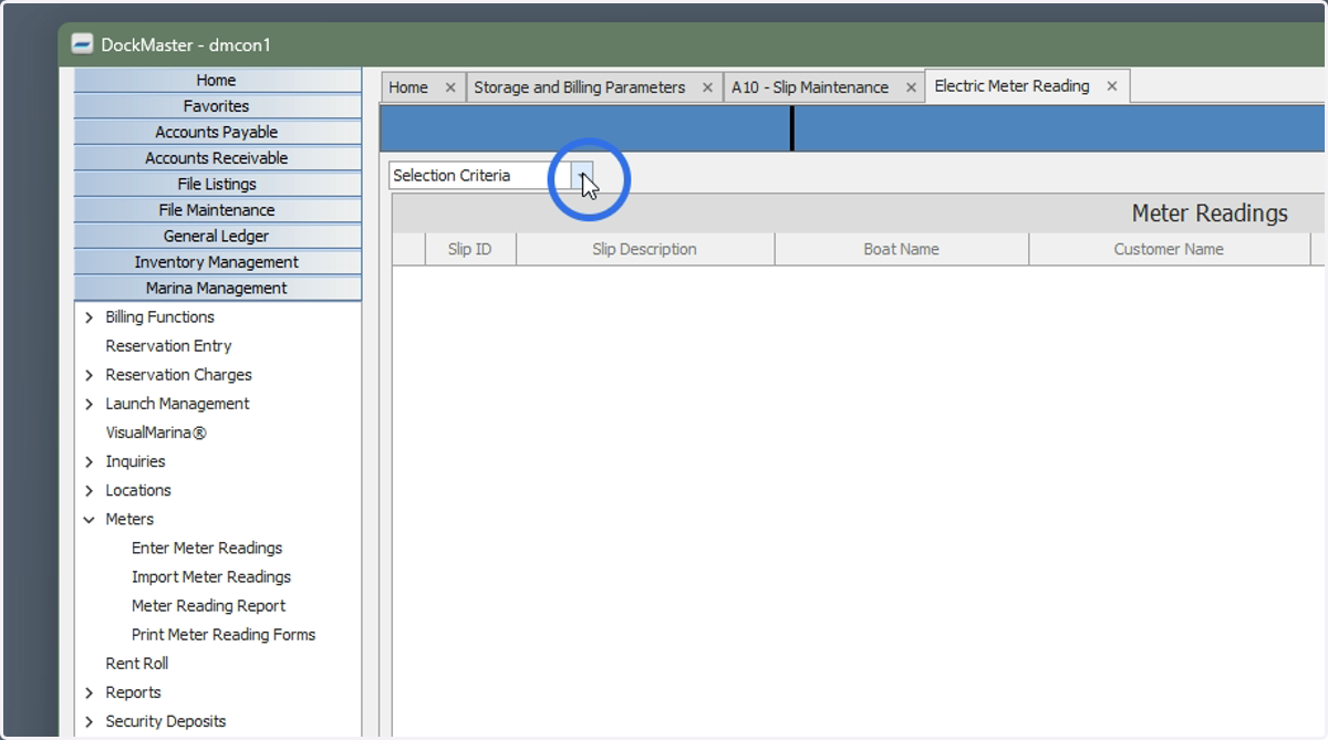 Click on the Selection Criteria