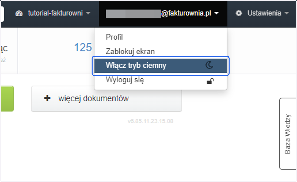 Wybierz opcję Włącz tryb ciemny.