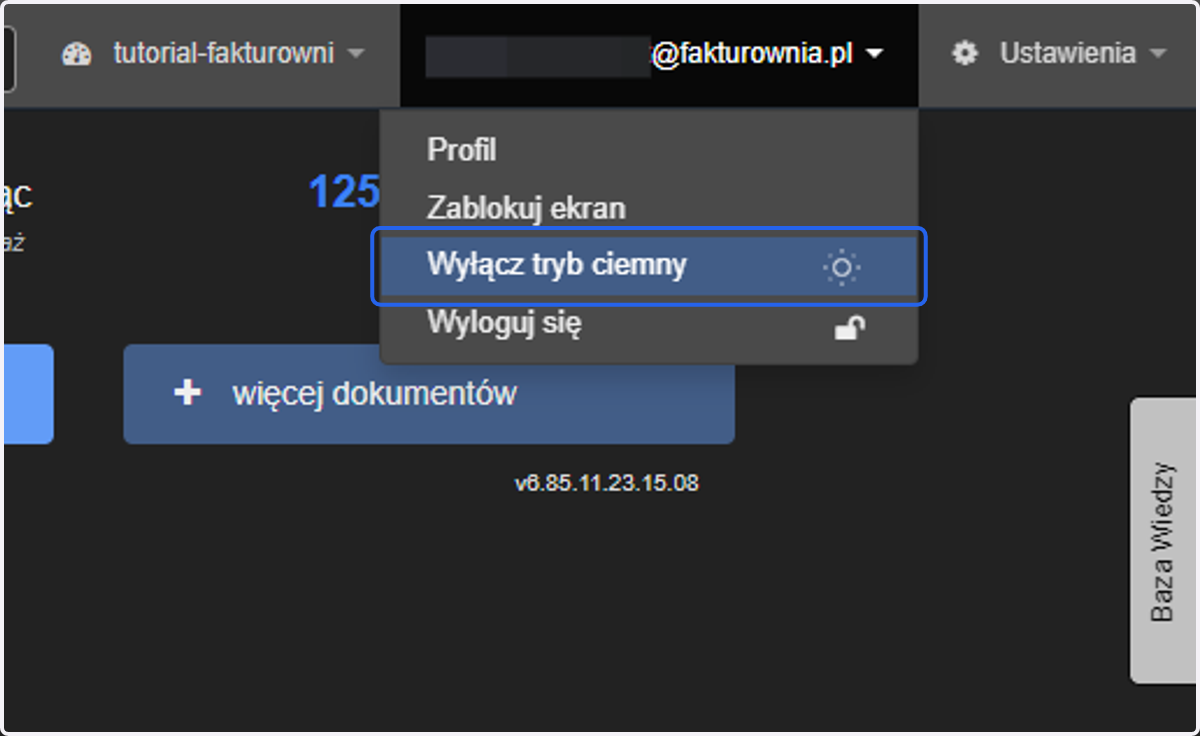 Wybierz Wyłącz tryb ciemny.
