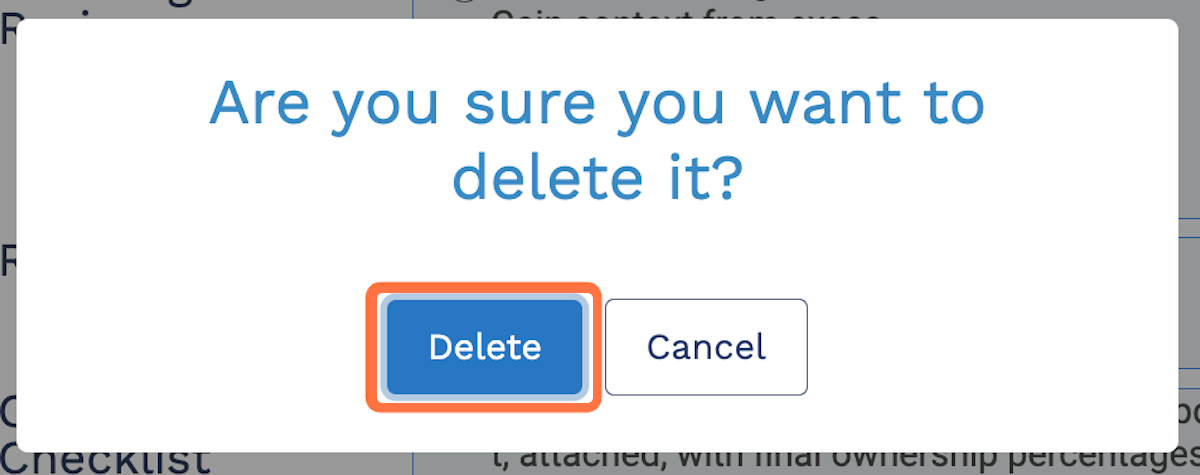 Click on Are you sure you want to delete it?…