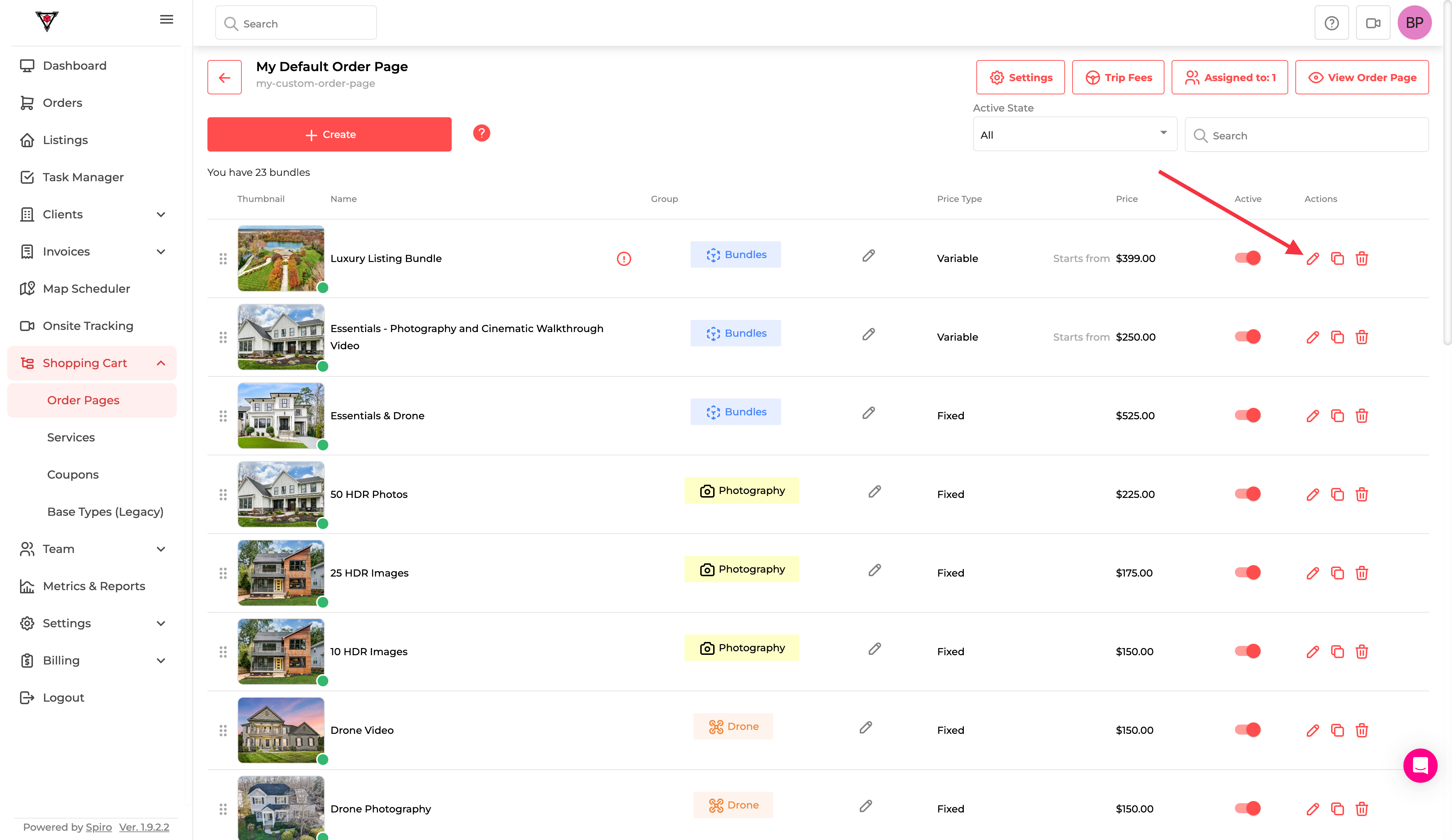 Inside your Order page you will see all of the available Bundles