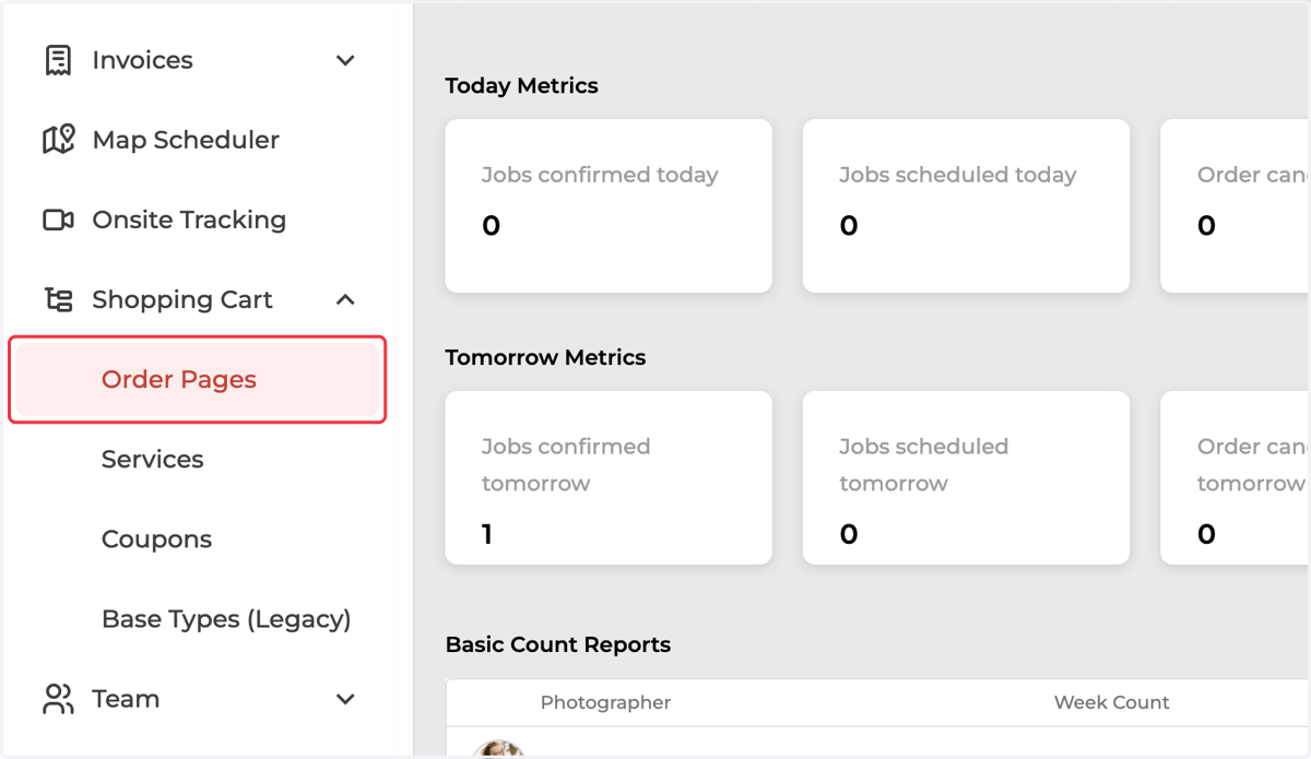 Click on Order Pages