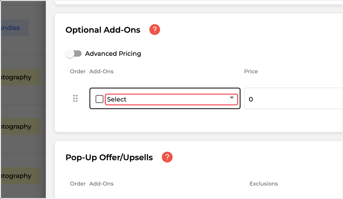 Now Select the Services you want to offer as Optional Add-Ons