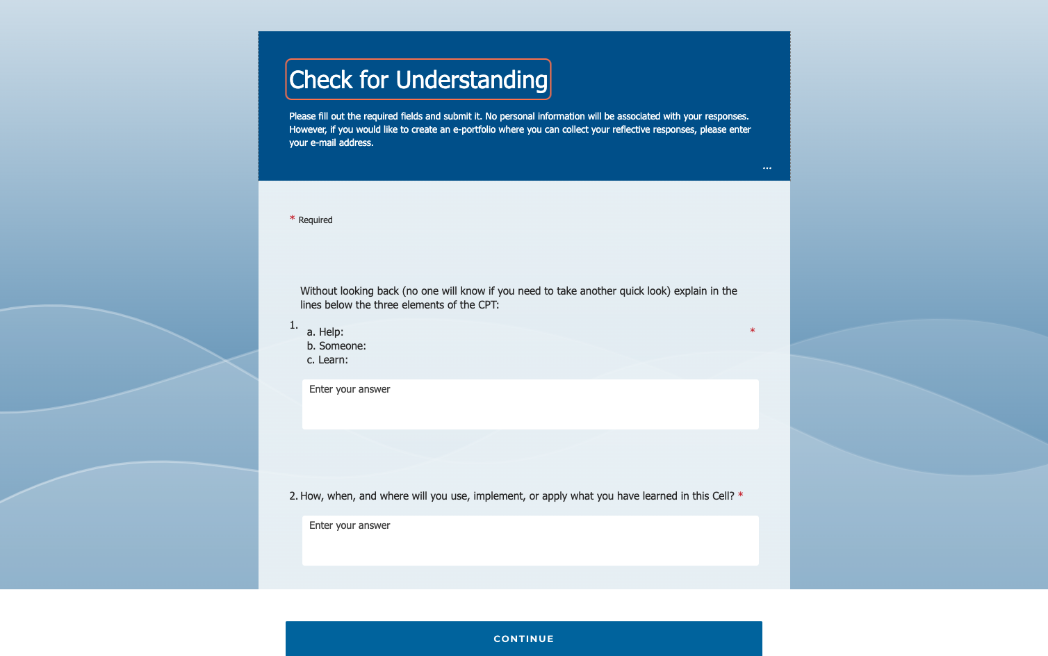 Complete Check for Understanding