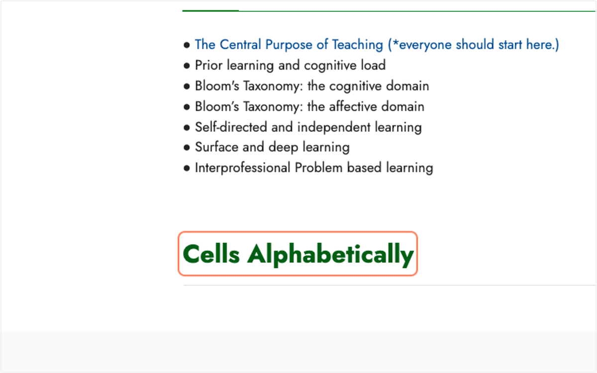 Or, Click on Cells Alphabetically