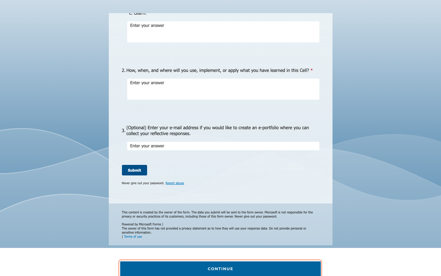 Click on SUBMIT and then CONTINUE