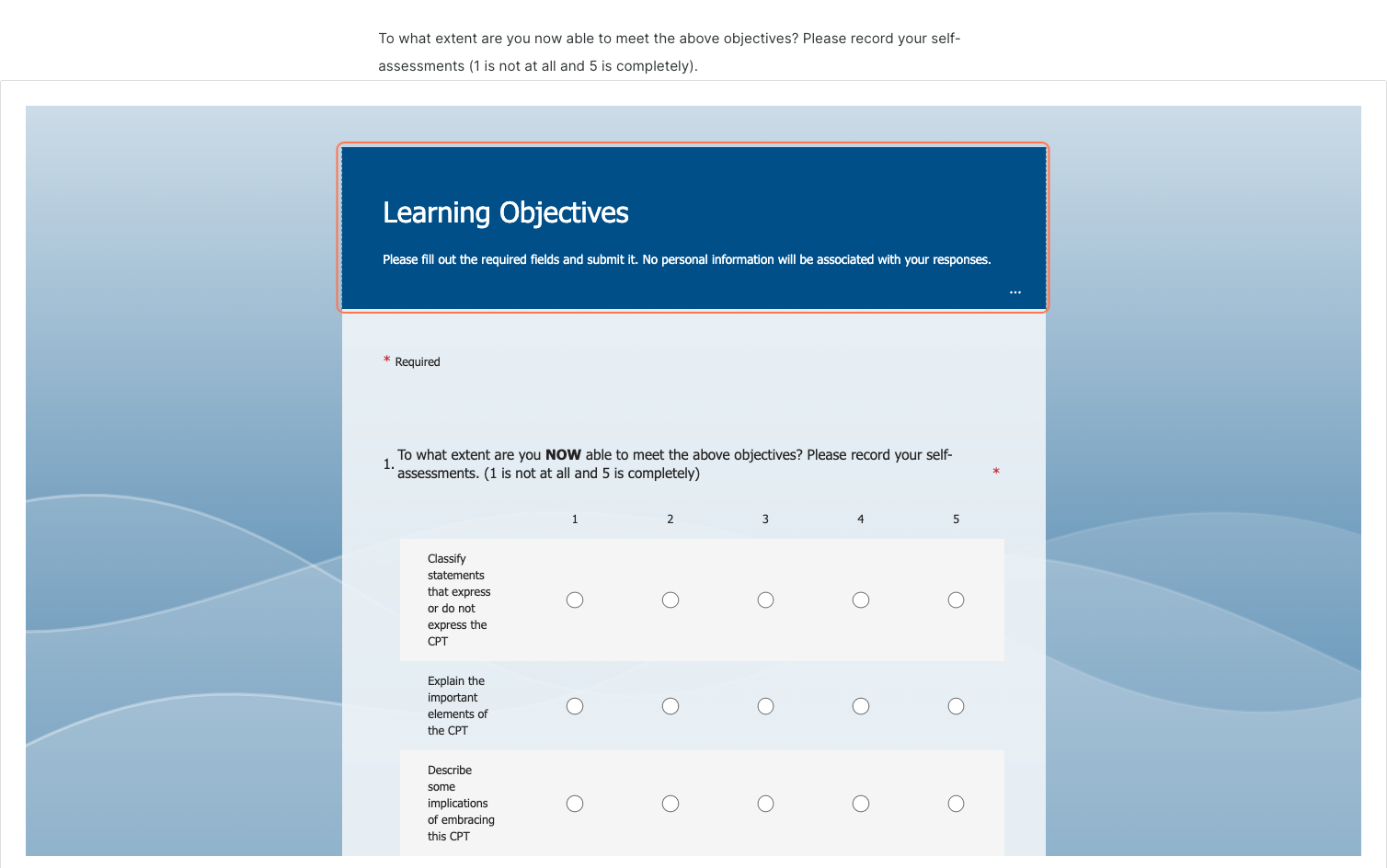 Complete the Pre-assessment