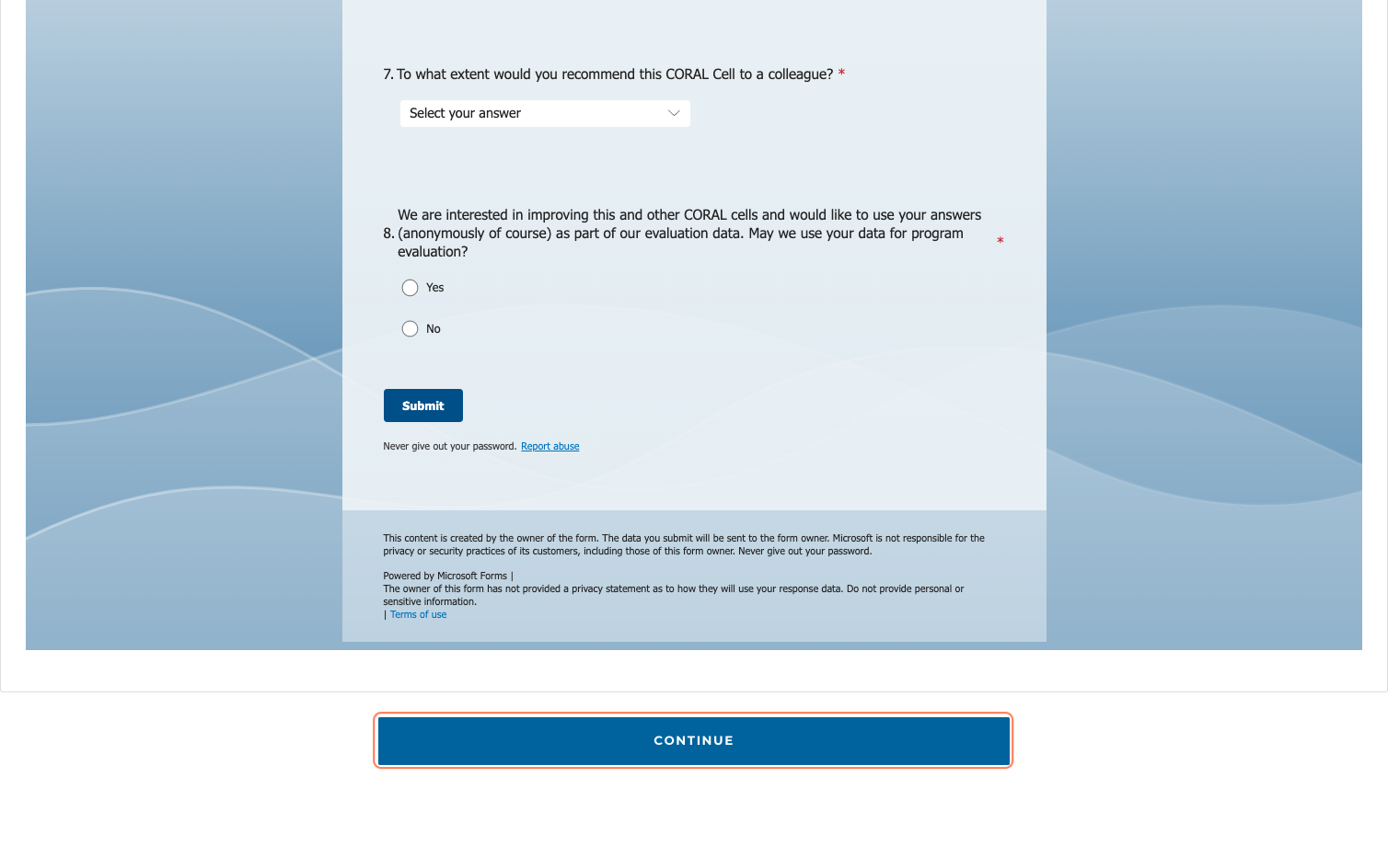 Click on SUBMIT and then CONTINUE