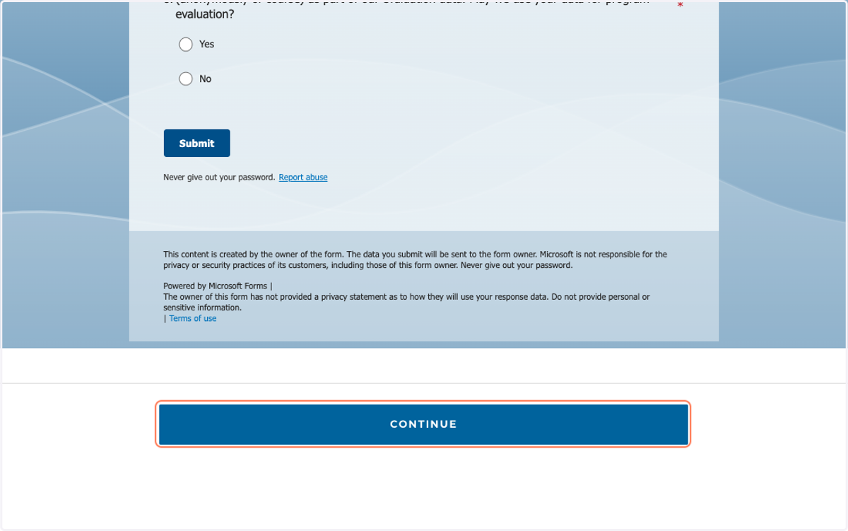 Click on SUBMIT and then CONTINUE