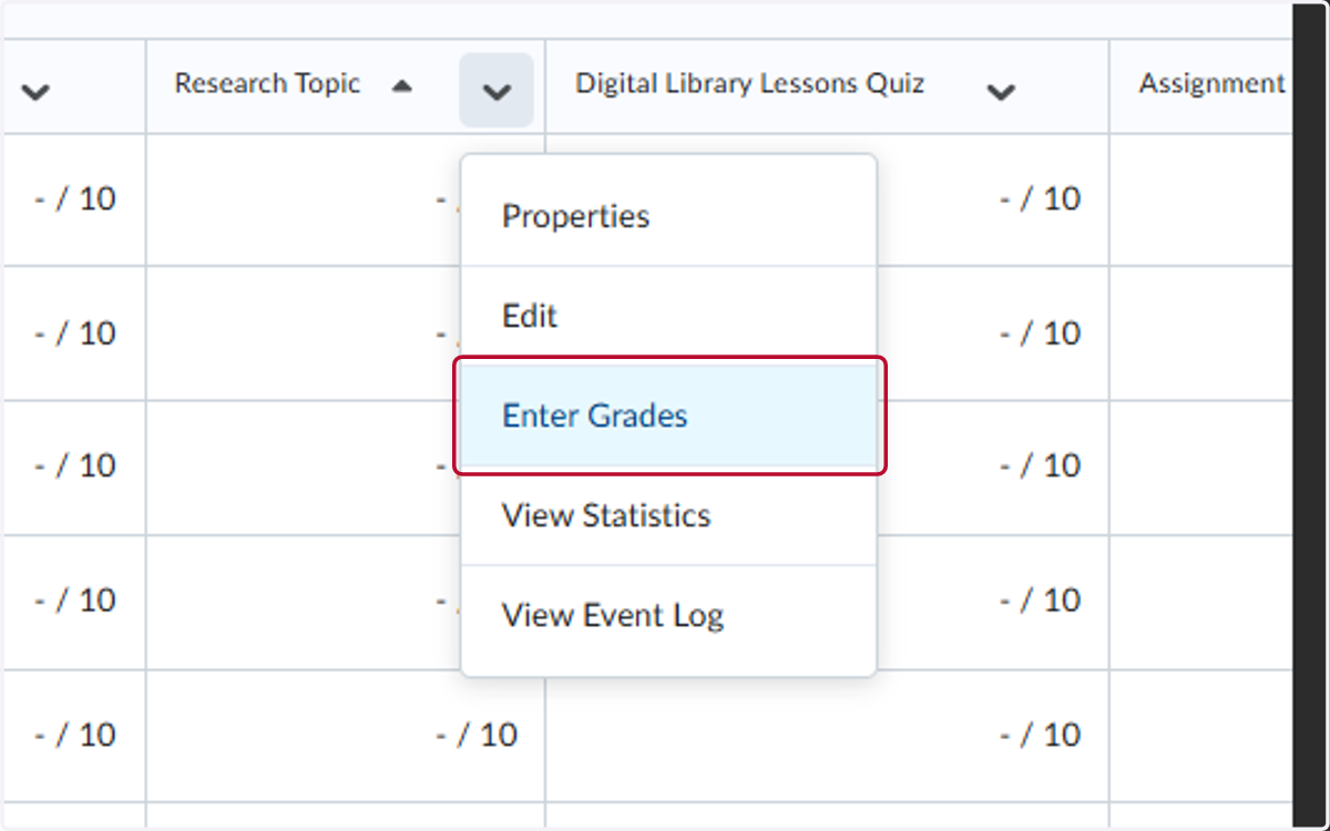 Click on Enter Grades
