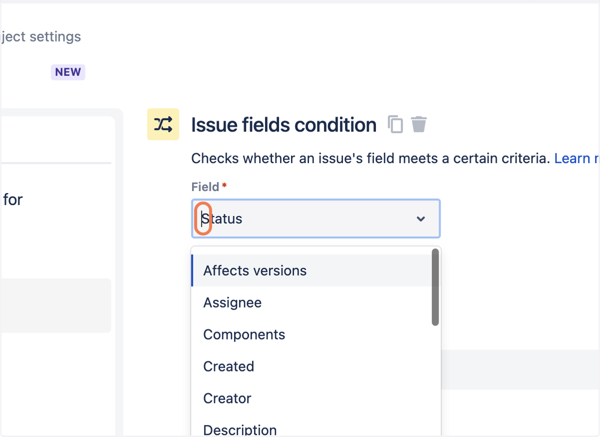 Click on Field