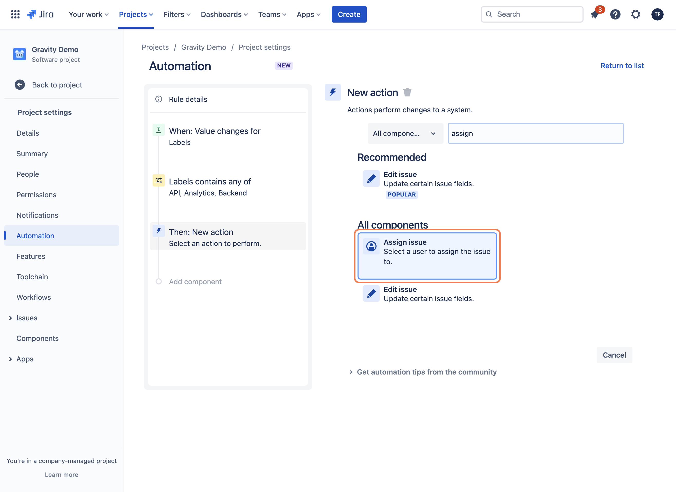 Click on Assign issue…