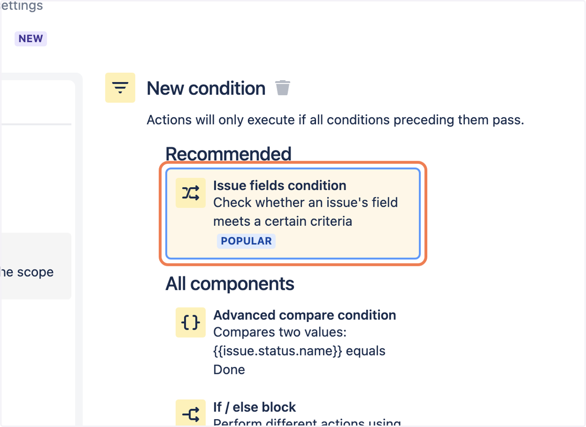 Click on Issue fields condition…