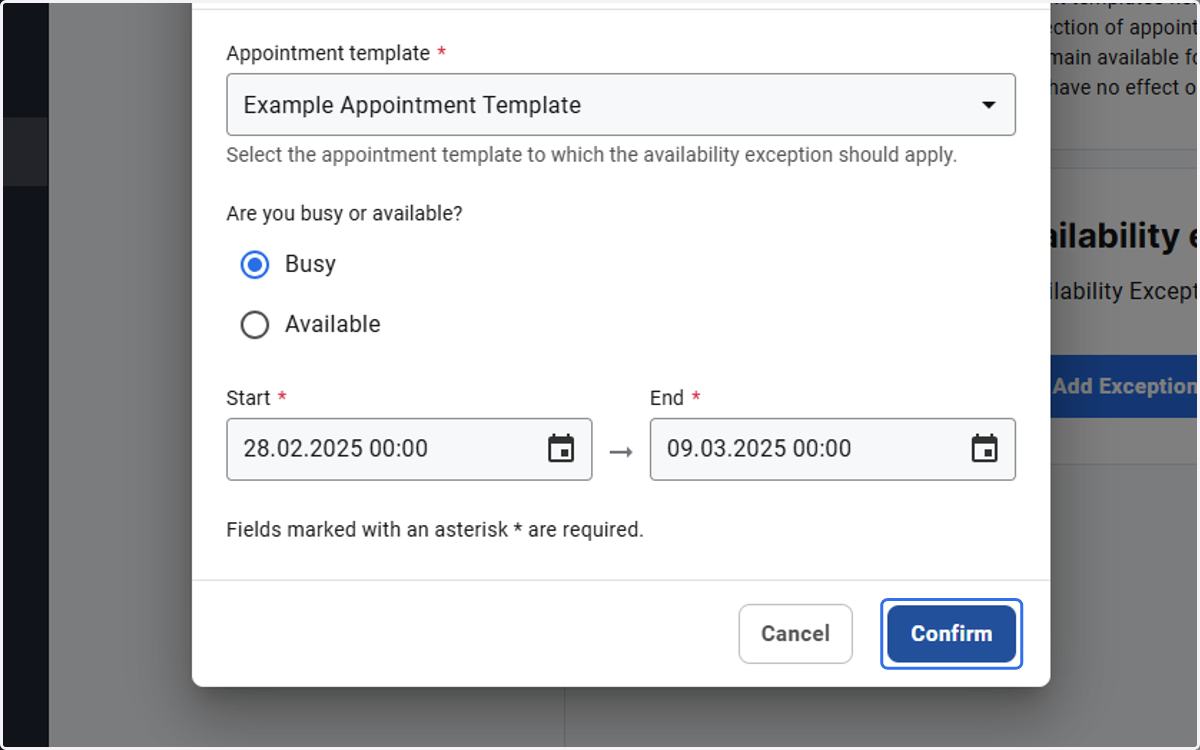 Choose a time range and click on Confirm