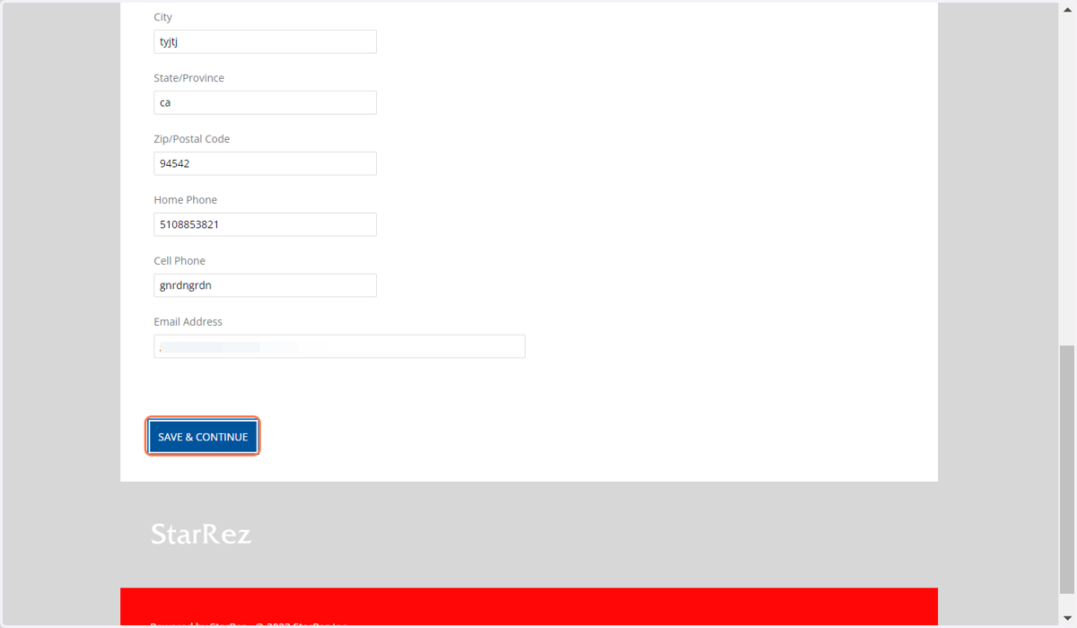 Click on SAVE & CONTINUE