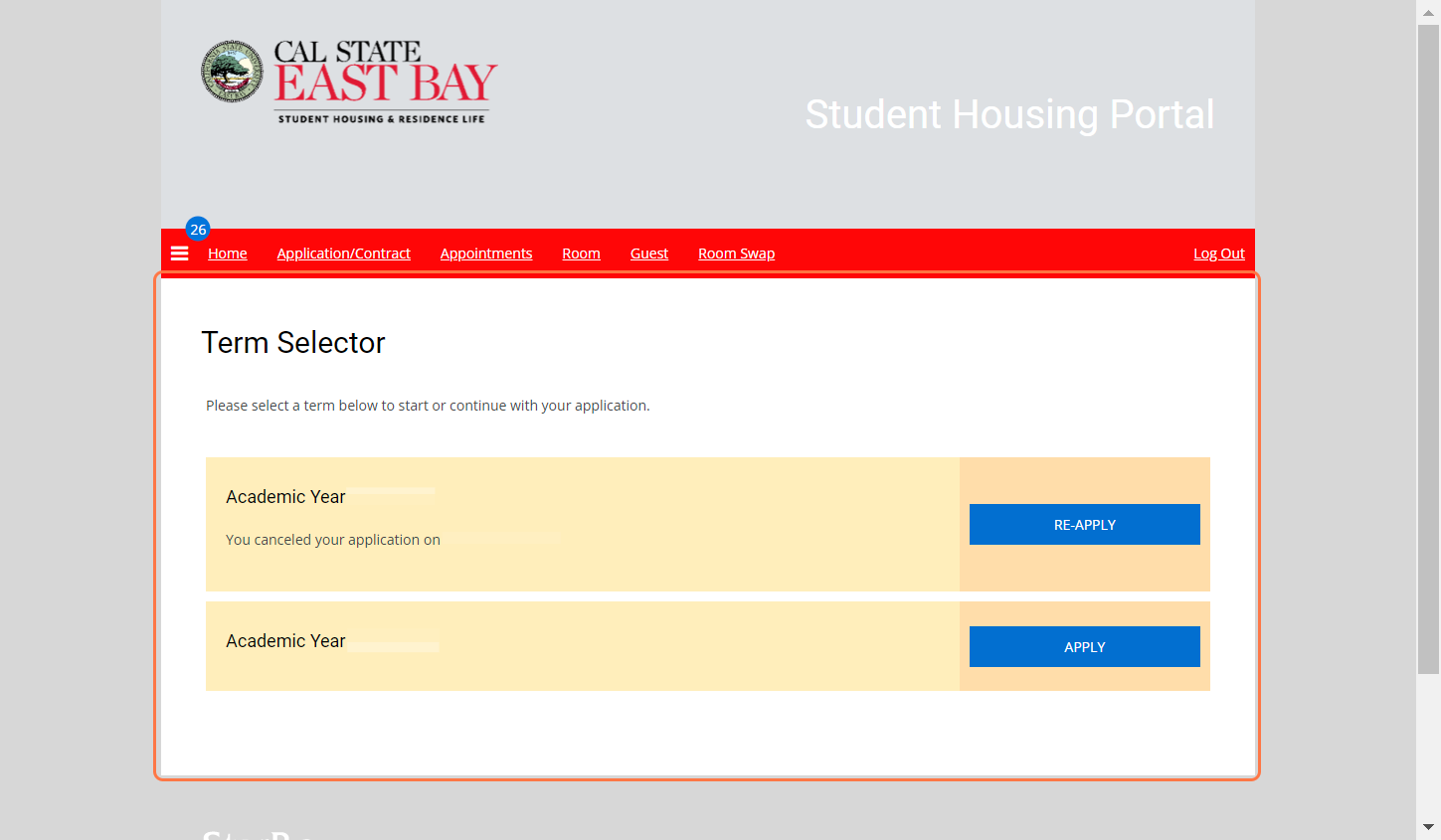 Select the term you are applying for.