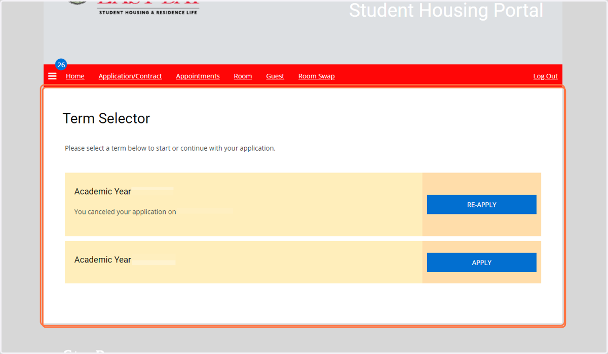 Select the term you are applying for.