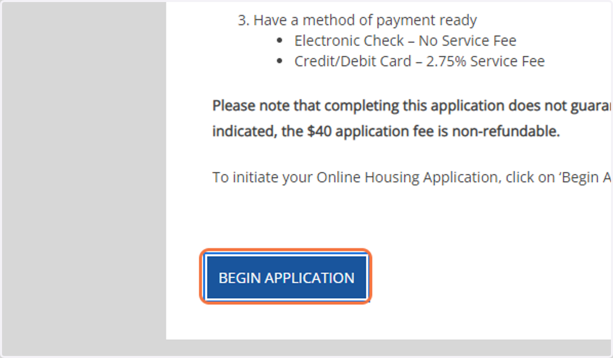 Click BEGIN APPLICATION