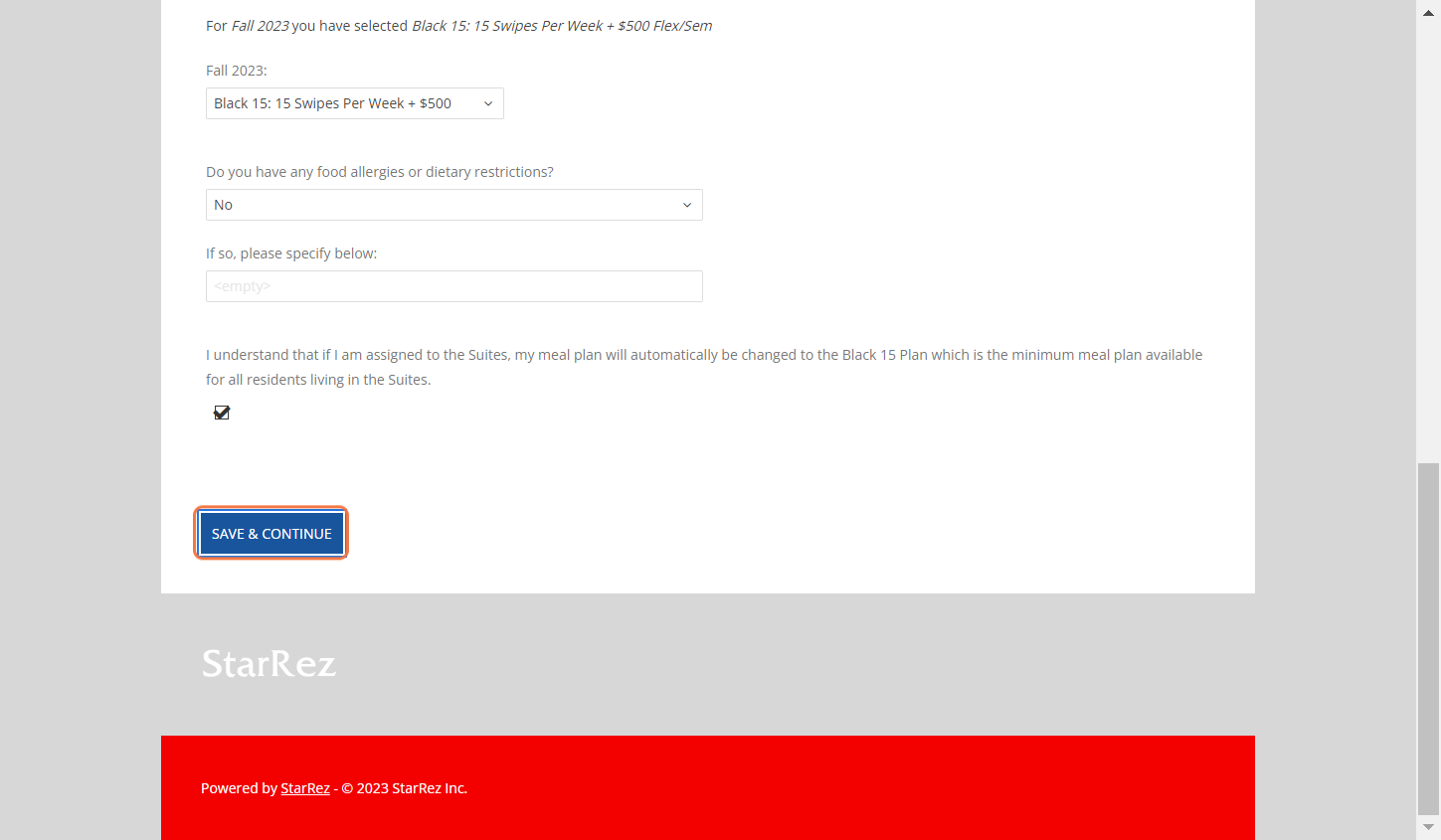 Click on SAVE & CONTINUE