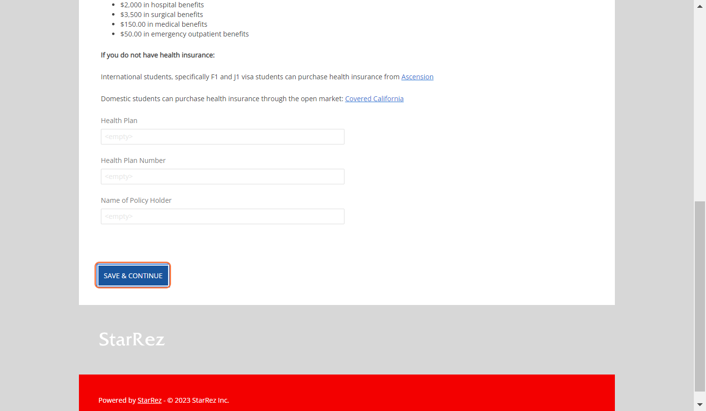 Click on SAVE & CONTINUE