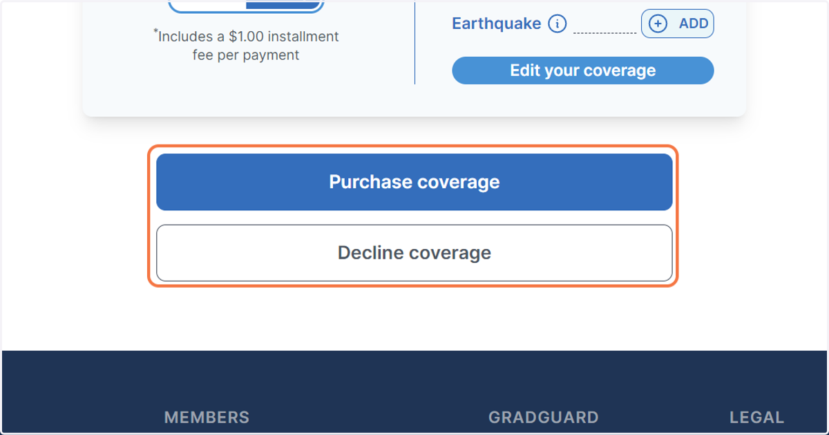 Click on Purchase coverage…